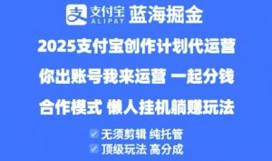 2025支付宝创作者分成计划代运营，纯托管，高分成，合作模式【揭秘】_网创资源库
