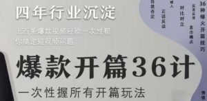 爆款开篇36计2.0，爆款短视频，一次性掌握所有开篇玩法_网创资源库