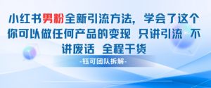 小红书男粉引流 学会了这个变现很容易，不讲废话全程针对男人的打法 全程干货_网创资源库