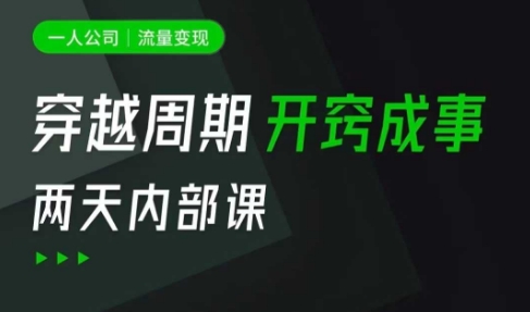 一人公司：流量变现课，一人公司的方法模型拆解， 拆解富人思维，流量思维，小老板思维等_网创资源库