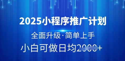 2025小程序推广计划，全面升级，简单上手，日均多张【揭秘】_网创资源库