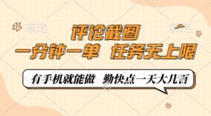 评论截图，0.5元一单，一分钟一单，有手机就能做，任务无上限，勤快点一天几张【揭秘】_网创资源库