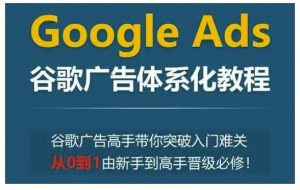 Google Ads谷歌广告体系化教程，谷歌广告高手带你突破入门难关，从0到1由新手到高手晋级必修_网创资源库