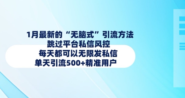 1月最新的无脑式引流方法，跳过平台私信风控，每天都可以无限发私信，单天引流500+精准用户_网创资源库