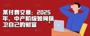 某付费文章：2025年，中产阶级如何保卫自己的财富_网创资源库