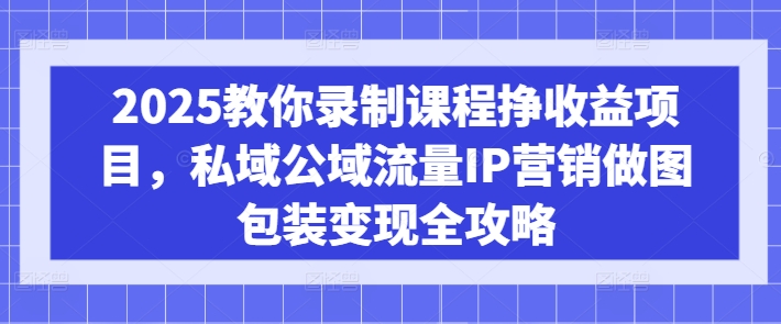 2025教你录制课程挣收益项目，私域公域流量IP营销做图包装变现全攻略_网创资源库