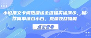小说推文卡模版搬运全流程实操演示，操作简单适合小白，流量收益嘎嘎_网创资源库