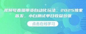 视频号直播带货自动化玩法，2025独家首发，小白测试单日收益多张【揭秘】_网创资源库