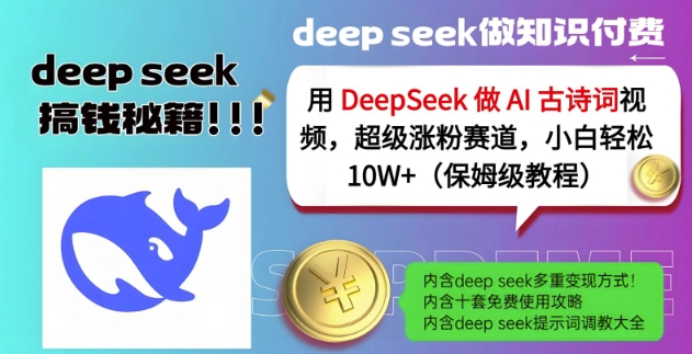 用DeepSeek做AI古诗词视频，超级涨粉赛道，小白轻松涨粉10W+(保姆级教程)_网创资源库