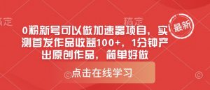 0粉新号可以做的加速器项目，实测首发作品收益100+，1分钟产出原创作品，简单好做_网创资源库