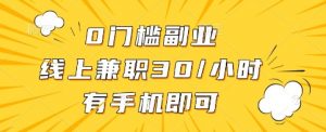 0门槛副业，线上兼职30一小时，有手机即可【揭秘】_网创资源库