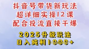 2025全新升级抖音带货玩法，一天纯利四位数，从剪辑到选品再到发布投流，超详细玩法揭秘_网创资源库