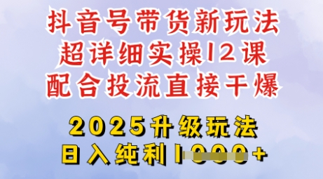 2025全新升级抖音带货玩法，一天纯利四位数，从剪辑到选品再到发布投流，超详细玩法揭秘_网创资源库