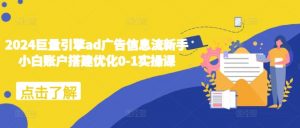 2024巨量引擎ad广告信息流新手小白账户搭建优化0-1实操课_网创资源库