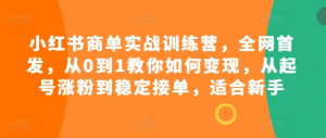 小红书商单实战训练营，全网首发，从0到1教你如何变现，从起号涨粉到稳定接单，适合新手_网创资源库