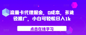 流量卡代理掘金，0成本，多途径推广，小白可轻松日入1k_网创资源库
