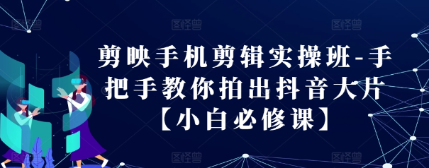 剪映手机剪辑实操班-手把手教你拍出抖音大片【小白必修课】_网创资源库