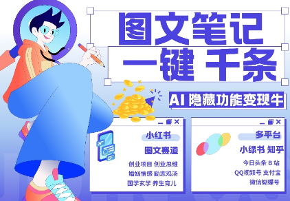 AI隐藏功能，秒生笔记，1分钟产出几千条，教你玩赚小红书小绿书图文引流，变现3w_网创资源库