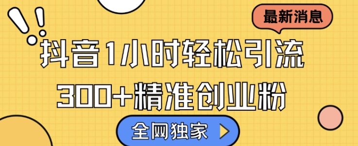 全网独家抖音引流，轻松日引300+精准创业粉【揭秘】_网创资源库